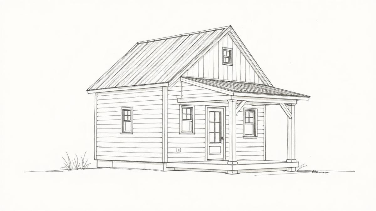 Elevation sketch of a matching detached ADU cottage