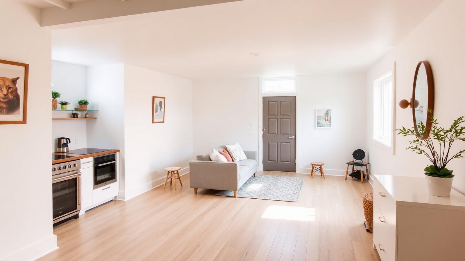 Basement finished as an internal ADU apartment
