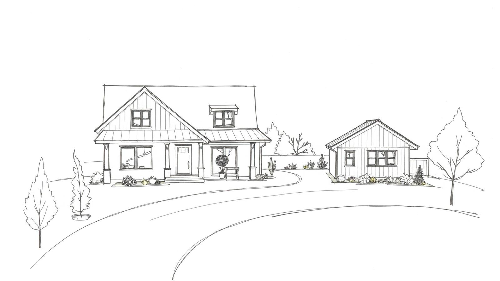 Architectural site sketch showing a primary Utah home and matching detached ADU