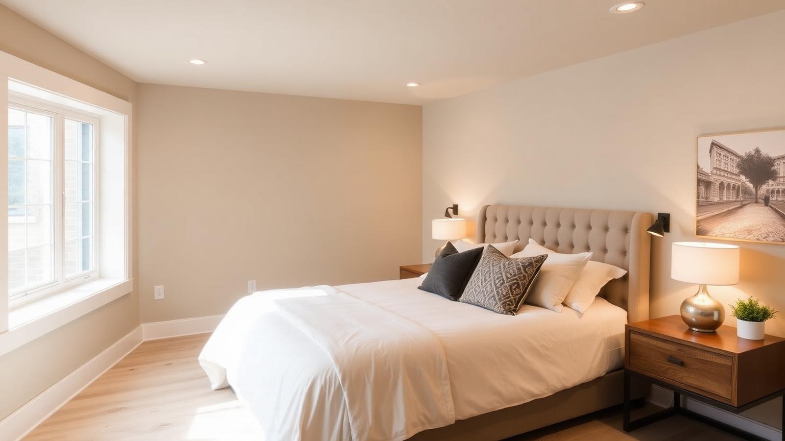 Finished basement bedroom with legal egress window