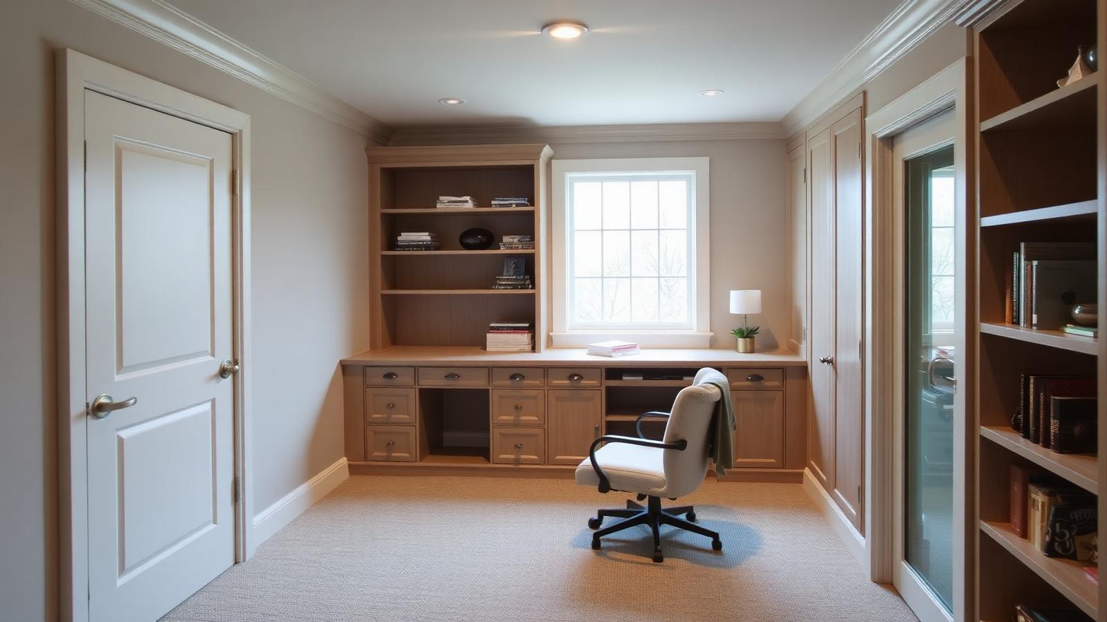 Quiet finished basement home office