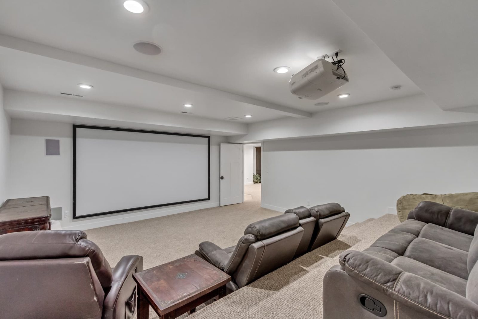Finished basement media room in Bountiful, Utah
